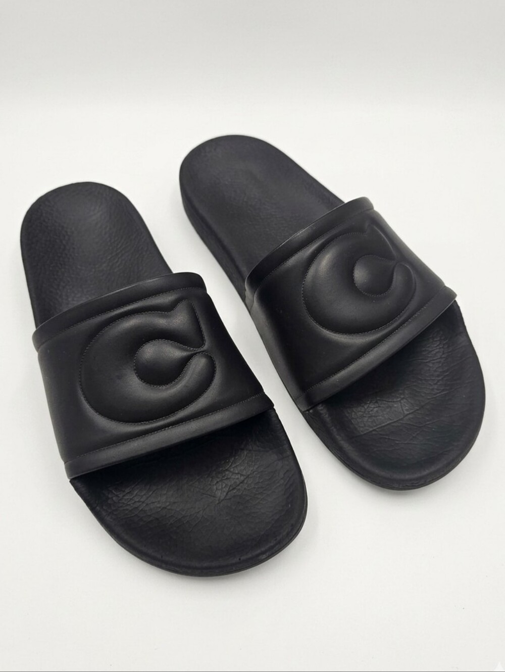 Coach ULLA Black Quilted Logo Slide Sandals Pool Slides Size 7